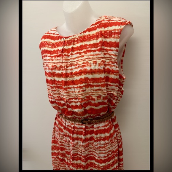 Acclaimed Belted Boho Lined Tie Dye Style Sleeveless Dress Large L - Picture 3 of 5